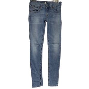 True Religion Misty Skinny Jeans Blue Low Rise Horseshoe Stitch Made in USA 28